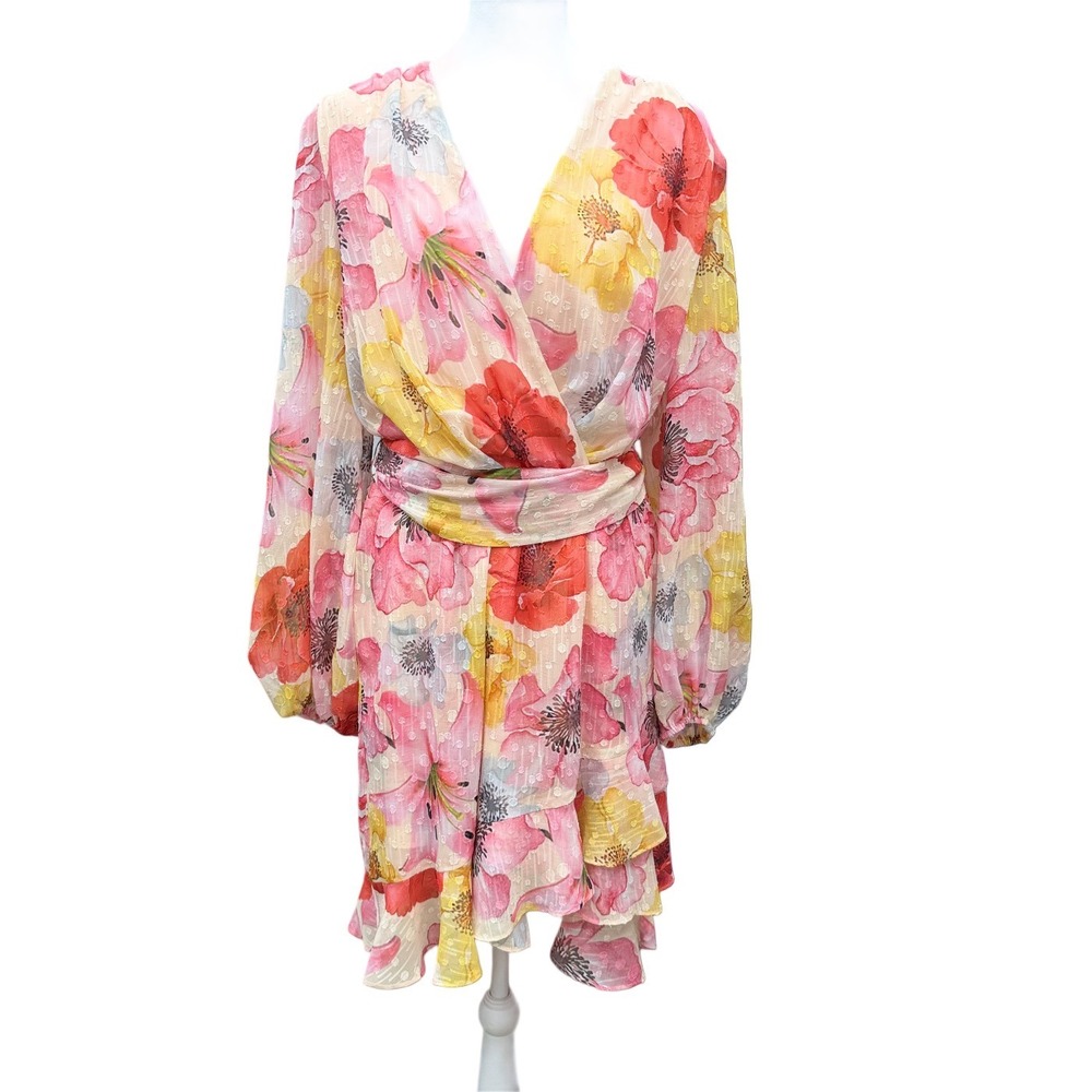 NWT Alex Marie Chiffon Floral Dress Size 14 Pink Lily Garden Fairy $178